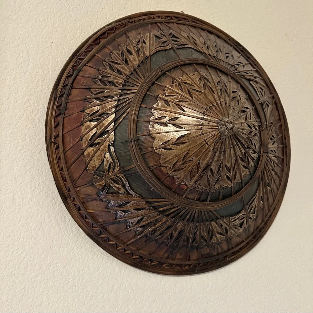 ANTIQUE Decorative Asian Conical‎ Hat (nón lá in Vietnam)